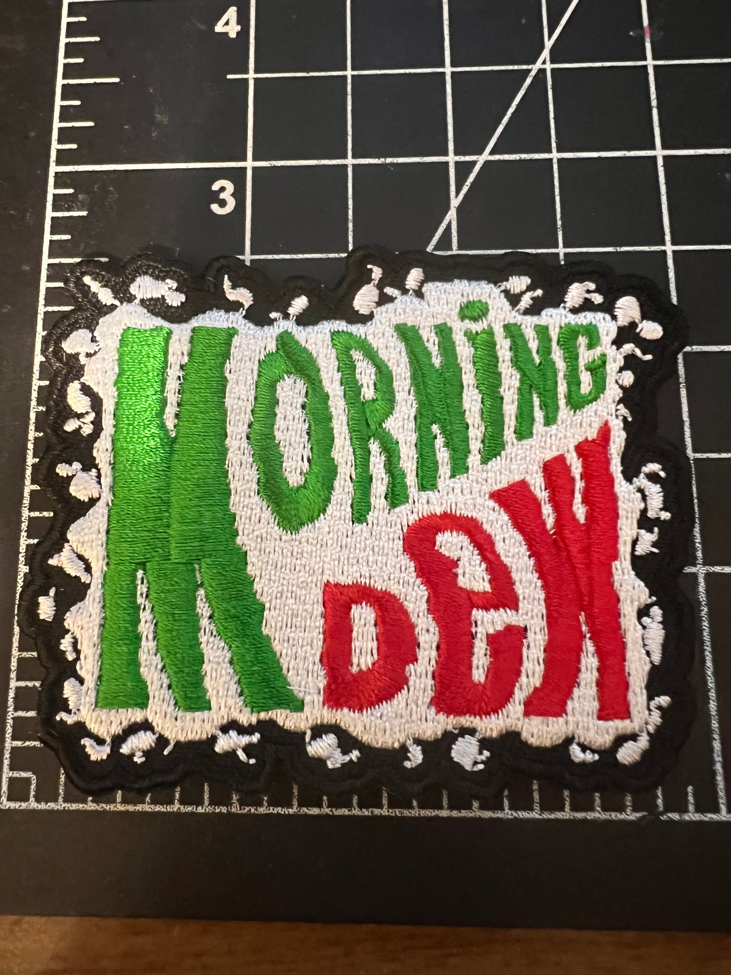 Morning Dew heat applied woven patch. Very High end