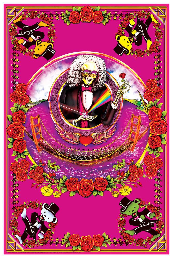 Deadheads Across Golden Gate Bridge - Non Flock Blacklight