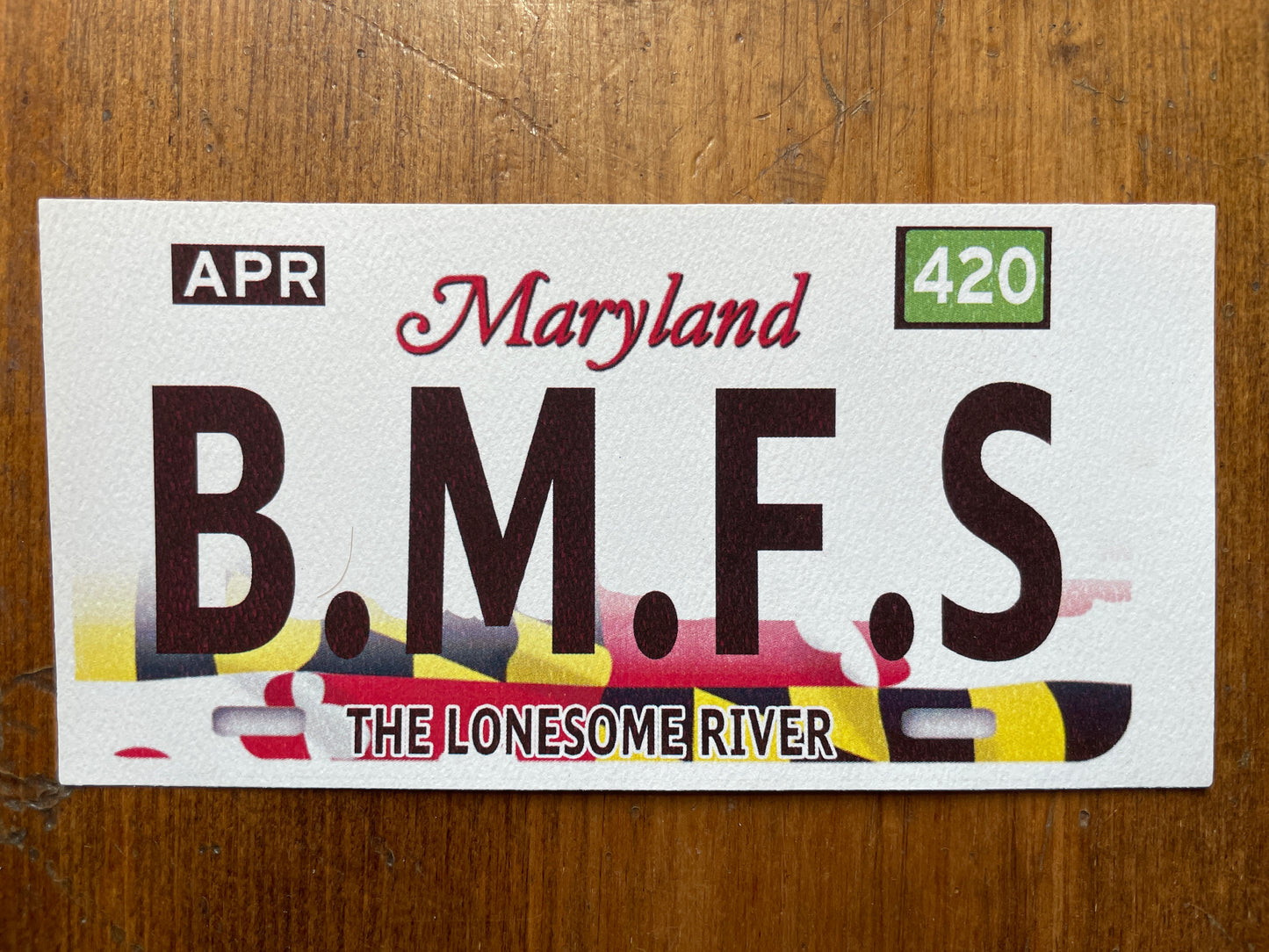 Billy Strings B.M.F.S Maryland plate lot sticker