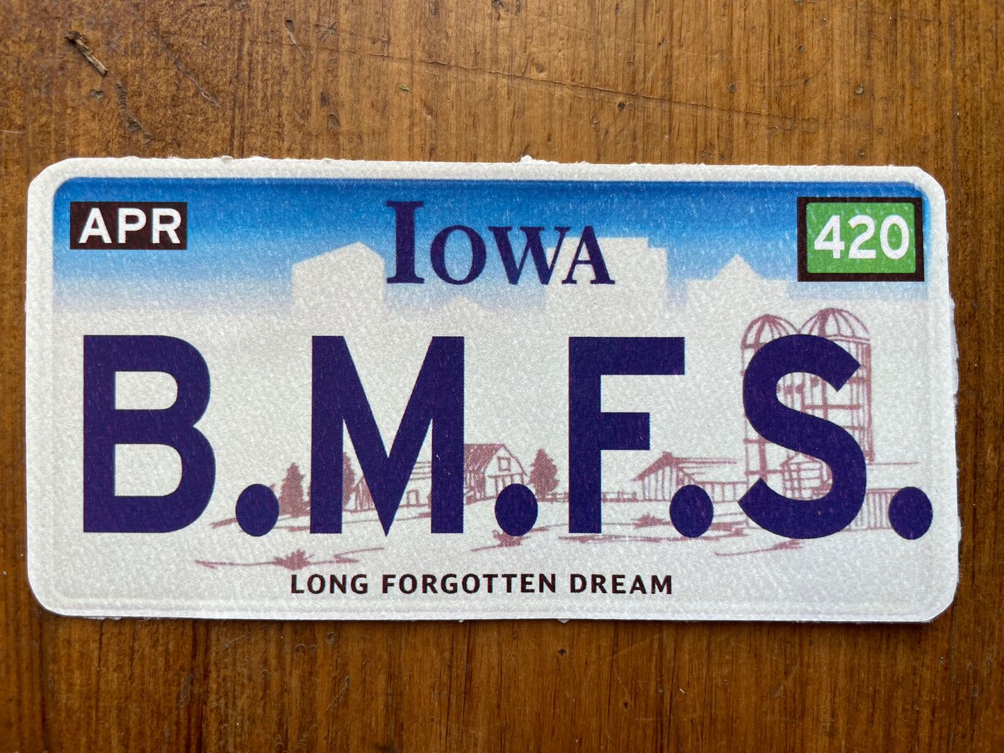 Billy Strings B.M.F.S Iowa plate lot sticker