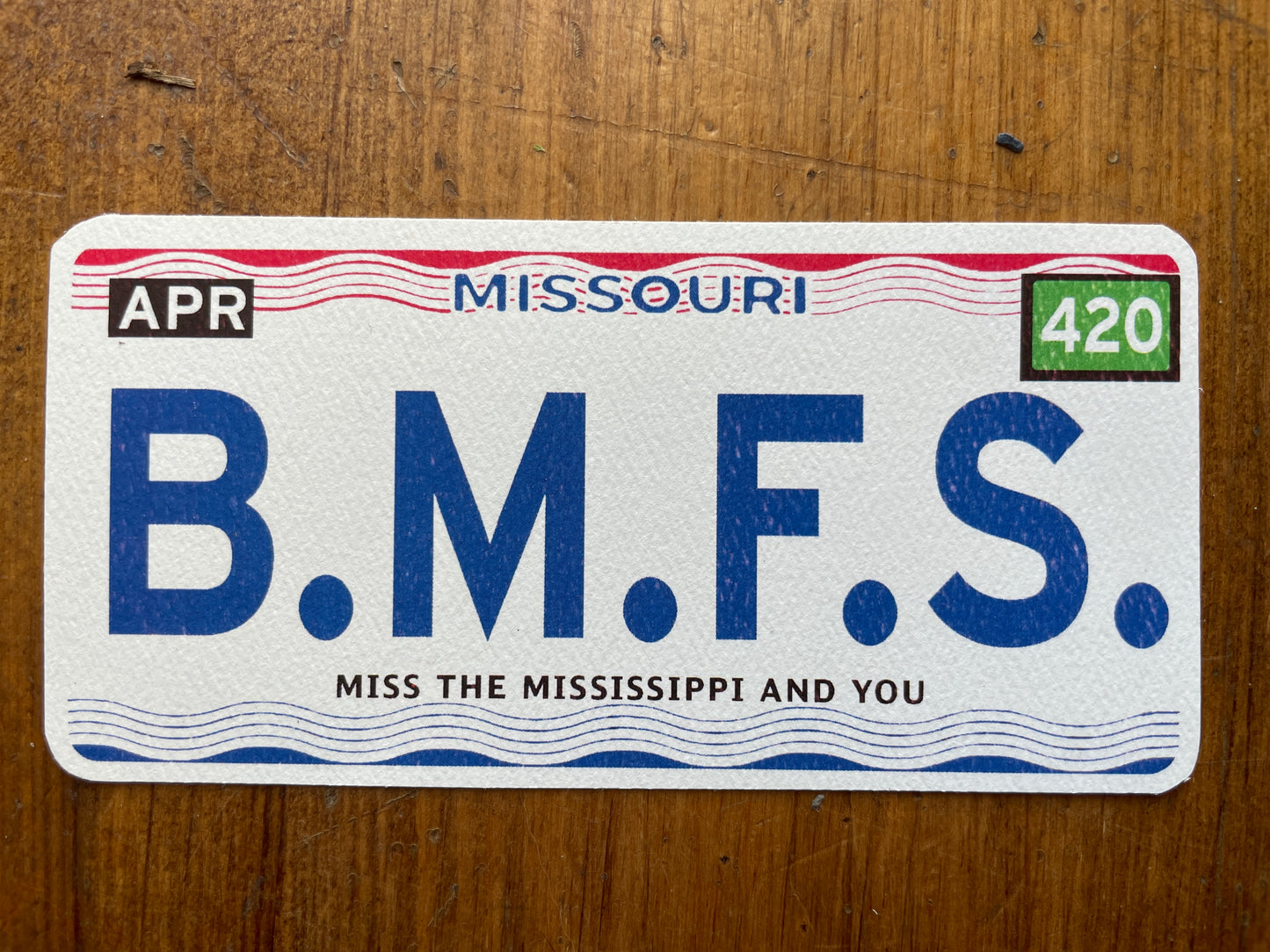 Billy Strings B.M.F.S Missouri plate lot sticker
