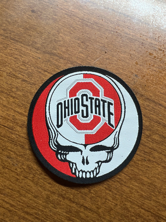 Ohio State Steel Your Face heat applied patches. Very High end