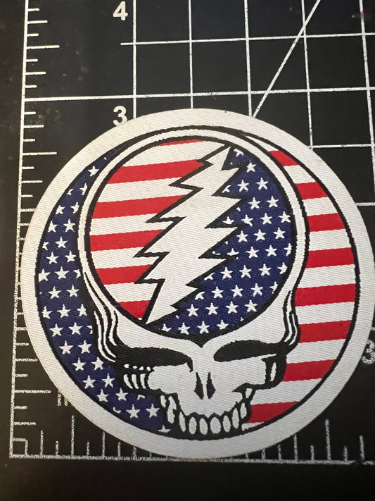 US FLAG STEEL YOUR FACE heat applied woven patch. Very High end