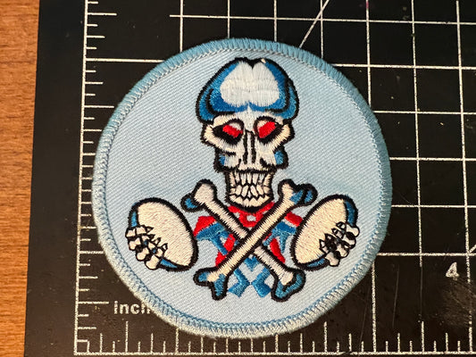 Scull and Bones heat applied woven patch. Very High end