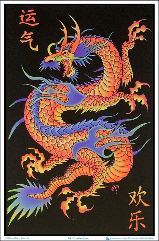 ASIAN DRAGON - Flocked Blacklight