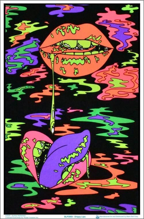 Drippy Lips - Flocked Blacklight