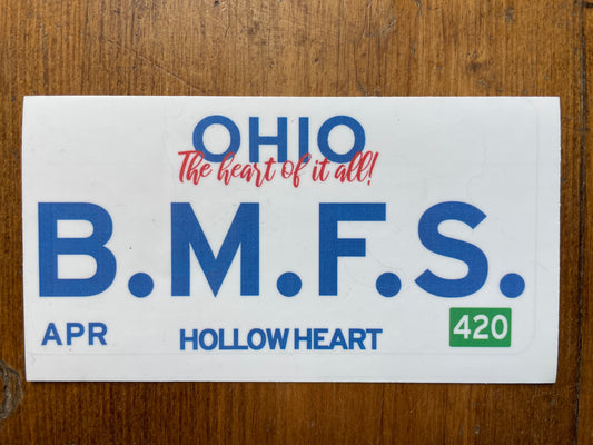 Billy Strings B.M.F.S Ohio plate lot sticker