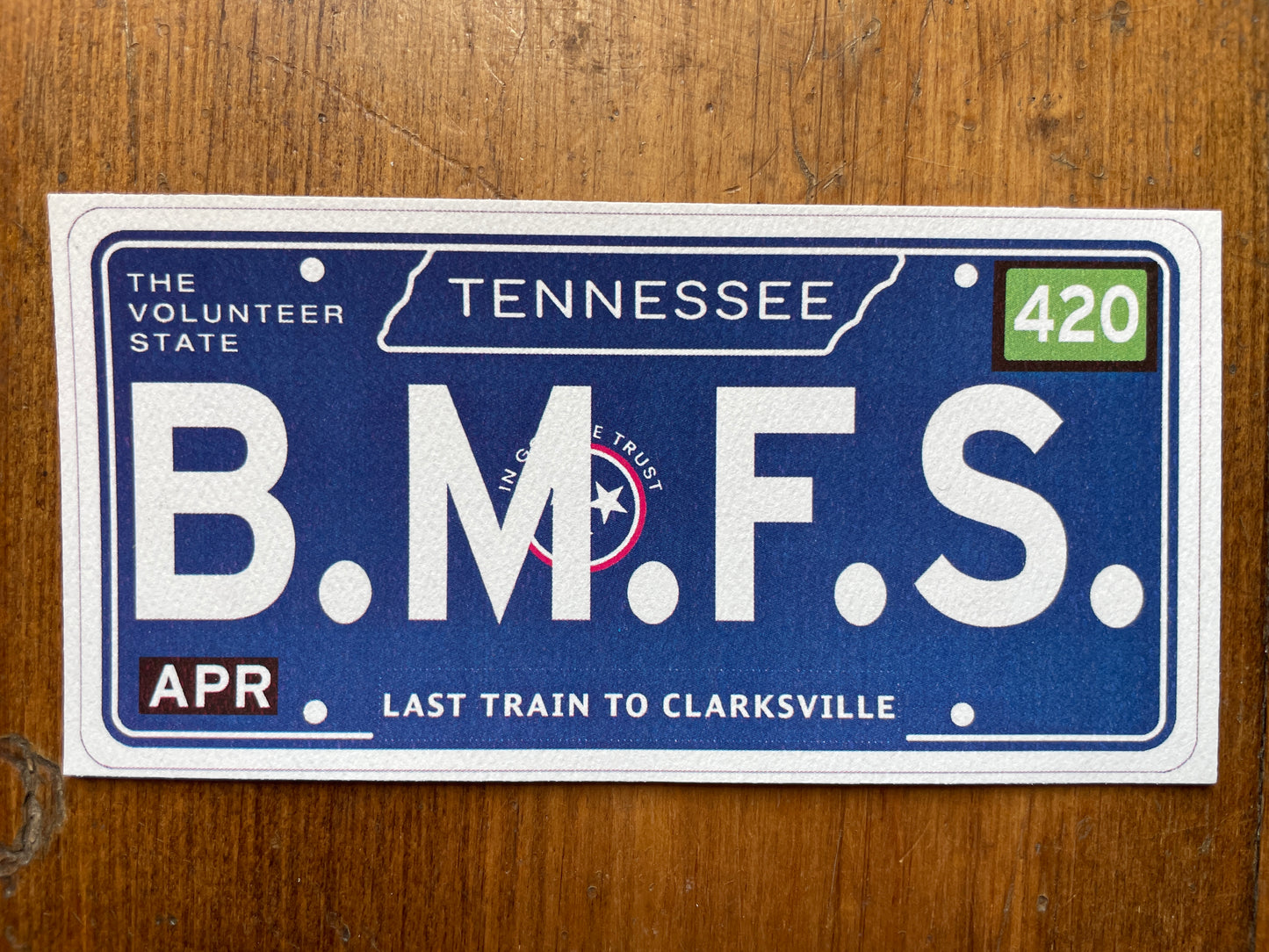 Billy Strings B.M.F.S Tennessee plate lot sticker