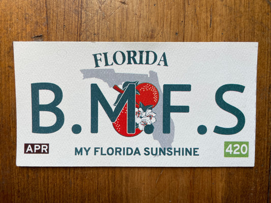 Billy Strings B.M.F.S Florida plate lot sticker