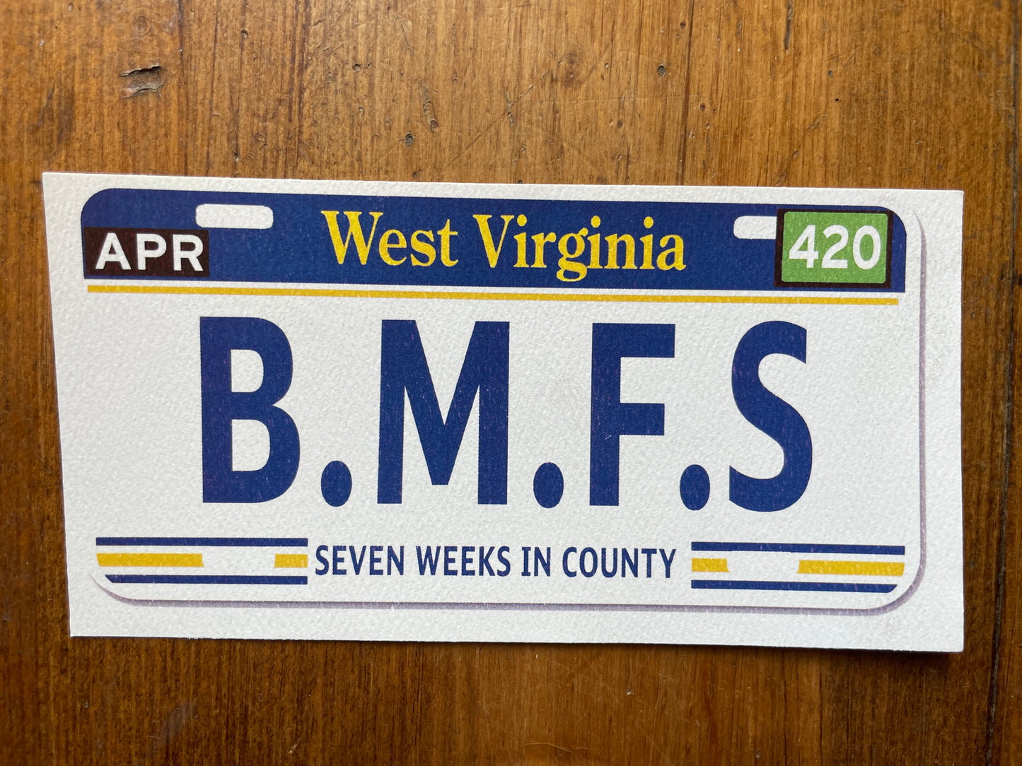 Billy Strings B.M.F.S West Virginia plate lot sticker