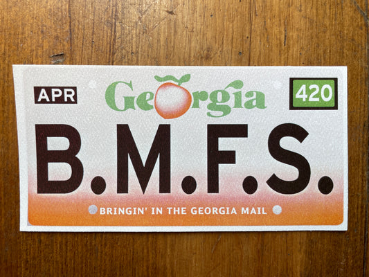 Billy Strings B.M.F.S Georgia plate lot sticker