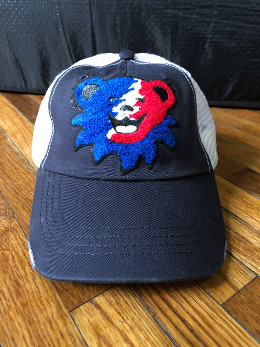 Red White and Blue Bear Trucker Snapback baseball Hat