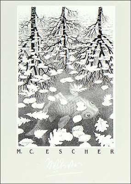 Three Worlds (Silver Edition) - Escher Print - Art Poster