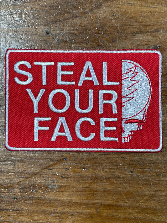 Steel Your Face heat applied woven patch. Very High end